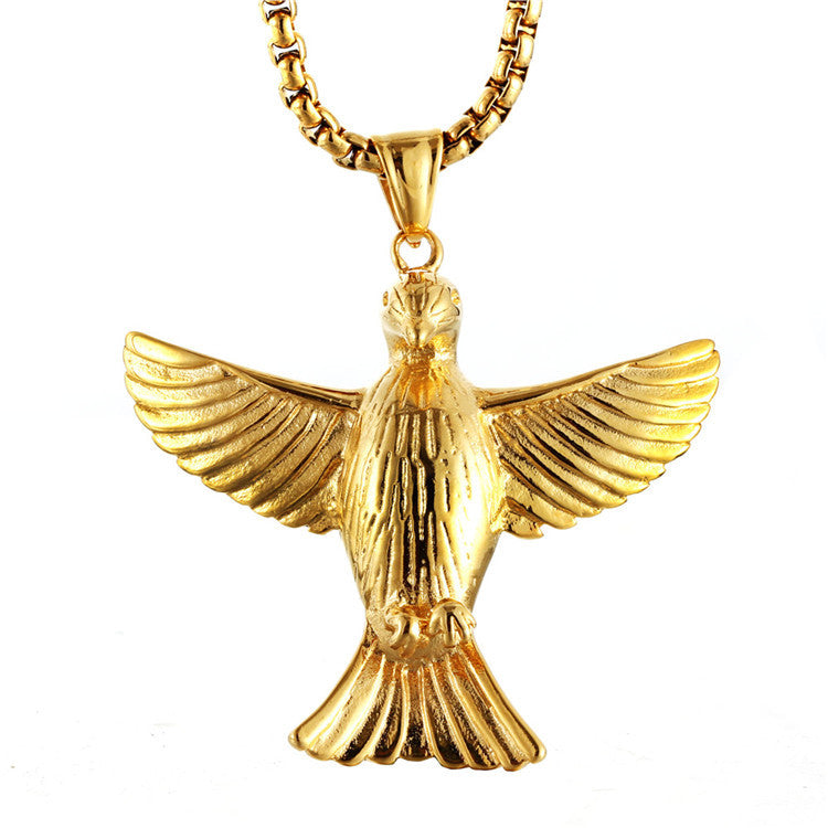 Titanium Steel Retro Pigeon Pendant Necklace for Trendy Men and Women