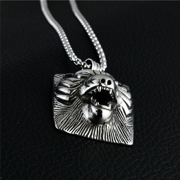 Trendy Titanium Steel Tiger King Pendant Necklace for Men - Retro Rock Style