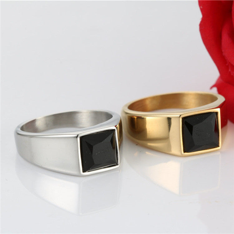 Planderful Zircon Ring Titanium Steel Inlaid Retro Punk Unisex For Men And Women Durable