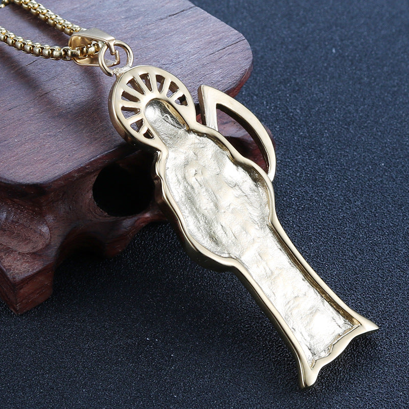 Titanium Steel Alternative Death Sickle Pendant - Personalized Punk Style Jewelry for Men