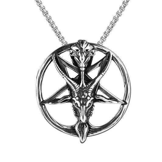 Planderful Personalized Titanium Steel Pendant Necklace Unisex Retro Sheephead Monster Protection Charm