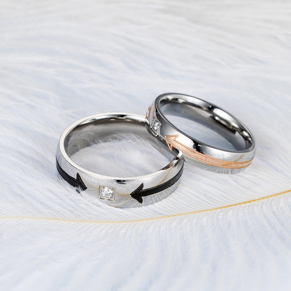 Stainless Steel Zircon Couple Ring – Arrow Couple – Valentine's Day