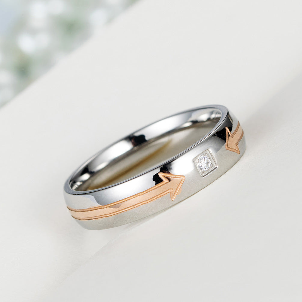 Stainless Steel Zircon Couple Ring – Arrow Couple – Valentine's Day