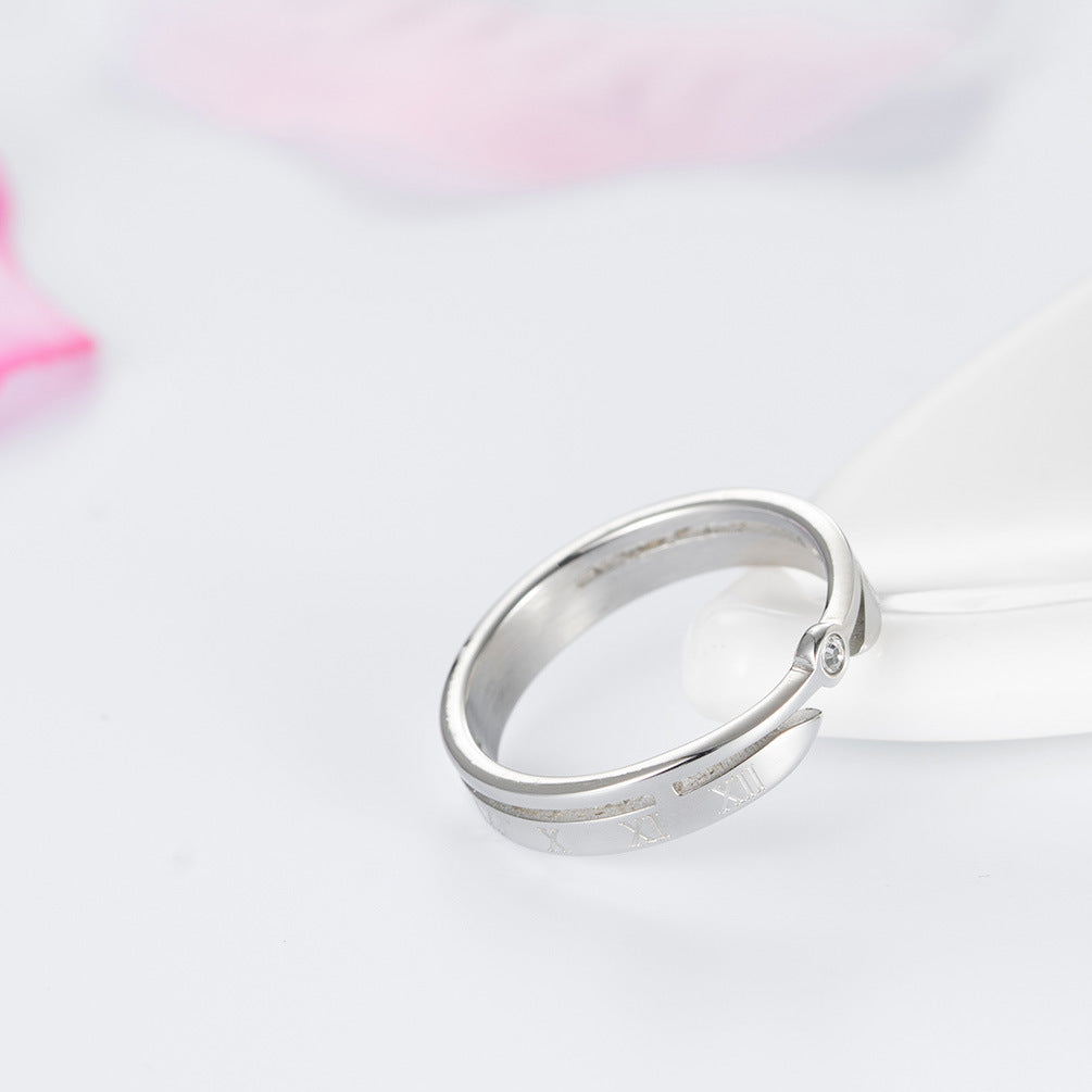 Rose Gold Roman Numerals With Zircon Women's Ring – Elegant – Gifts