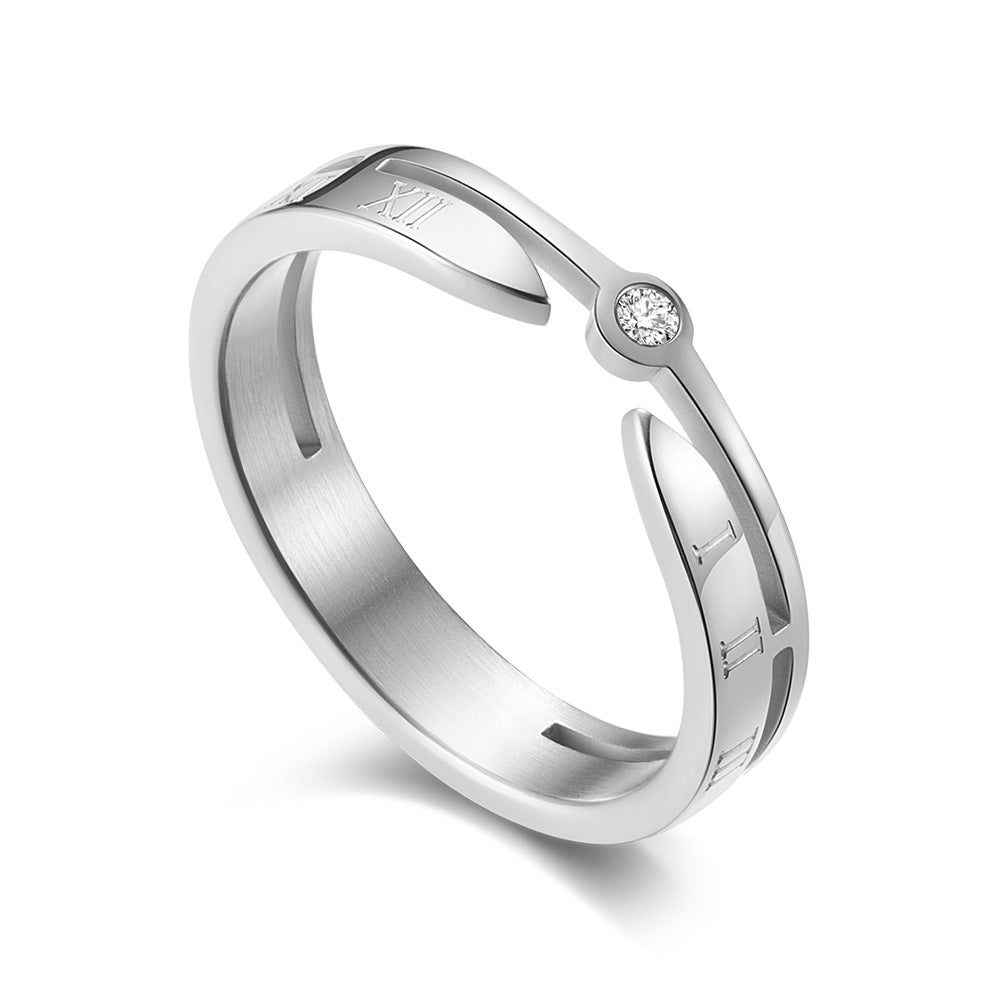 Rose Gold Roman Numerals With Zircon Women's Ring – Elegant – Gifts