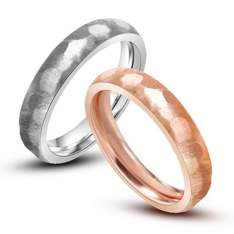 Elegant Rose Gold Titanium Steel Couple Ring for Men - Rhombus Multi-Sided Design