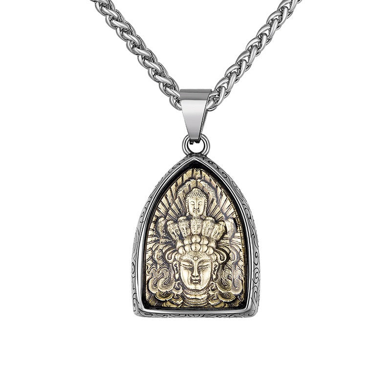Steel Necklace – Vintage Eight Patron Saints Natal Amulet Zodiac Pendant For Boys