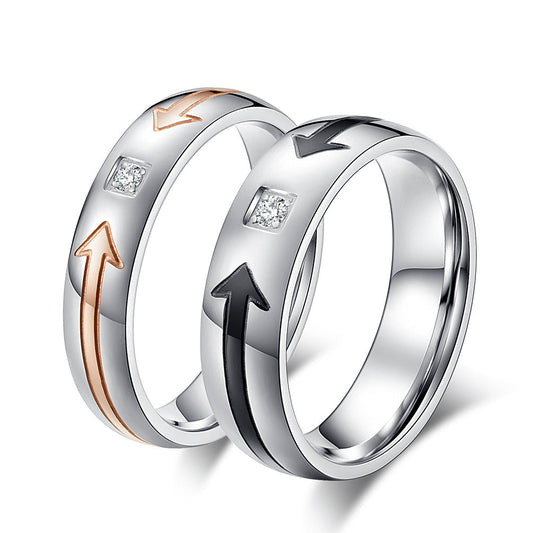 Stainless Steel Zircon Couple Ring – Arrow Couple – Valentine's Day