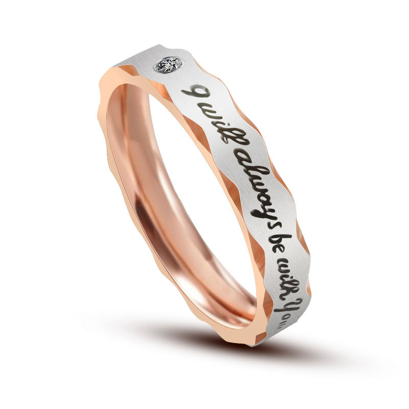 Titanium Steel Couples Ring with Zircon Inlay - Stylish and Minimalist Jewelry for Men and Women