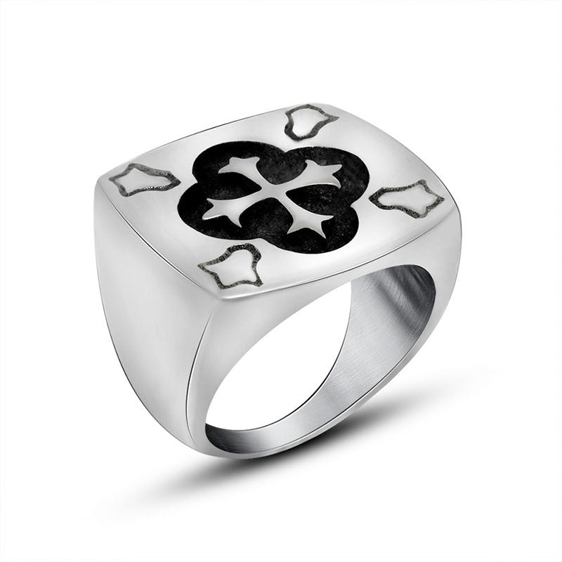 Personalized Exaggerated Vintage Cross Titanium Steel Ring