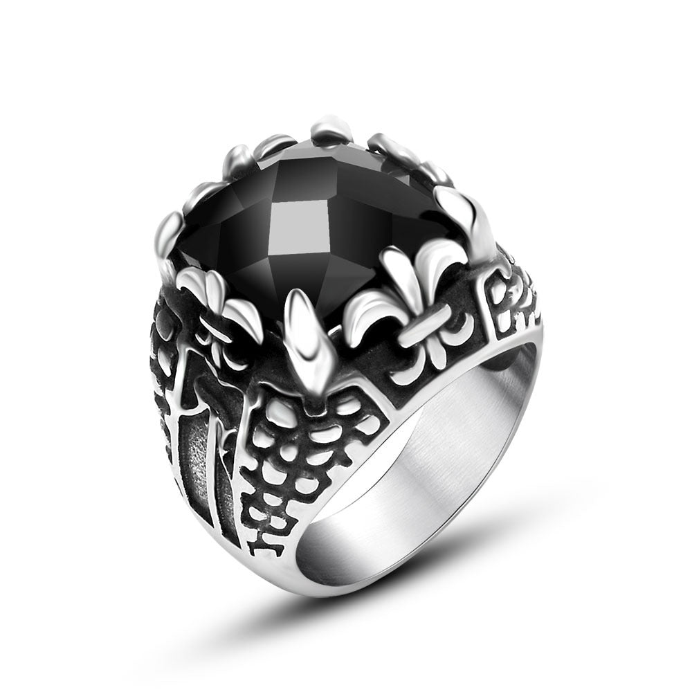 Titanium Steel Punk Zircon Ring for Men - Trendy Wholesale Jewelry Accessories