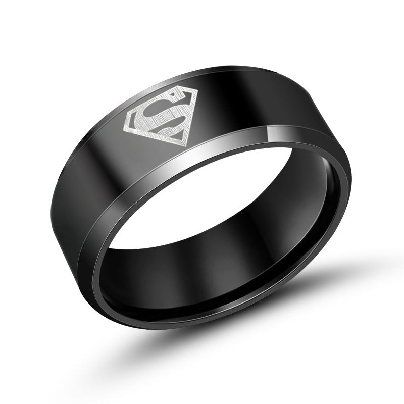 Titanium Steel Superman Fashion Ring for Men and Women - Stylish Index Finger Accessory