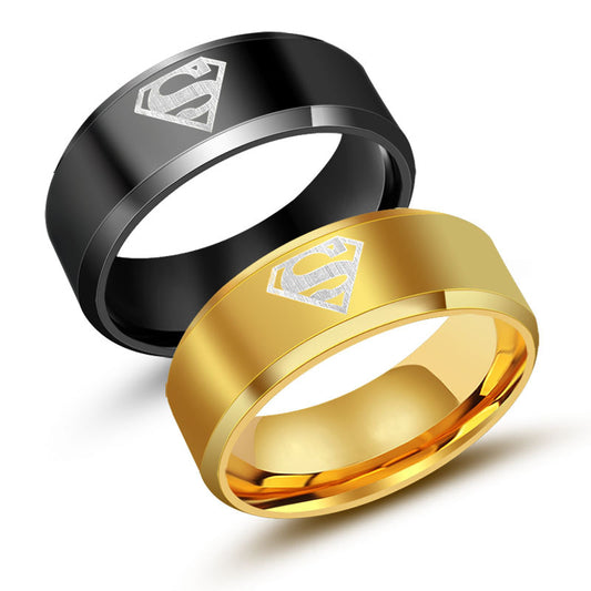 Titanium Steel Superman Fashion Ring for Men and Women - Stylish Index Finger Accessory