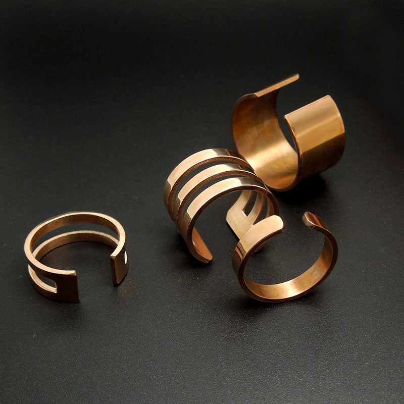 Korean-Inspired 18k Rose Gold Plated Titanium Steel Joint Tail Ring for Trendy Girls