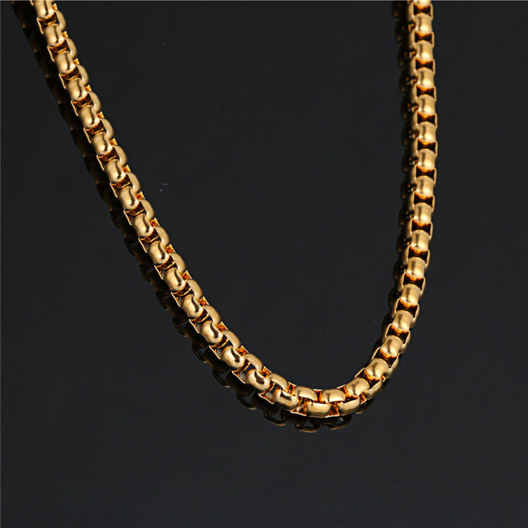 Planderful Titanium Steel Necklace Square Pearl Chain Unisex Jewelry For Men And Women