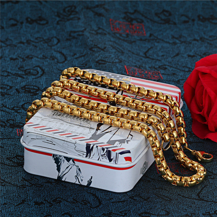 Planderful Titanium Steel Necklace Square Pearl Chain Unisex Jewelry For Men And Women