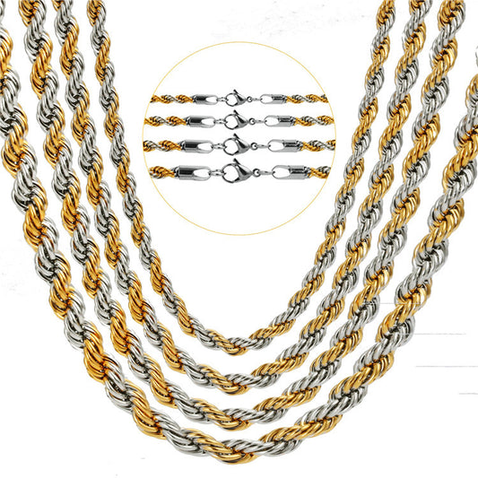 Planderful Stainless Steel Twist Necklace Unisex Fashion Jewelry For Men And Women Durable Polished Finish Gift Ready