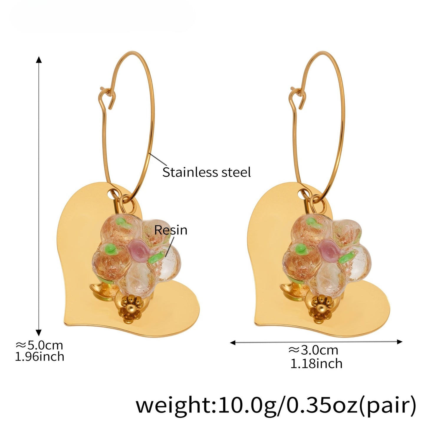 Planderful Resin Flower Earrings 18K Gold Plated Women