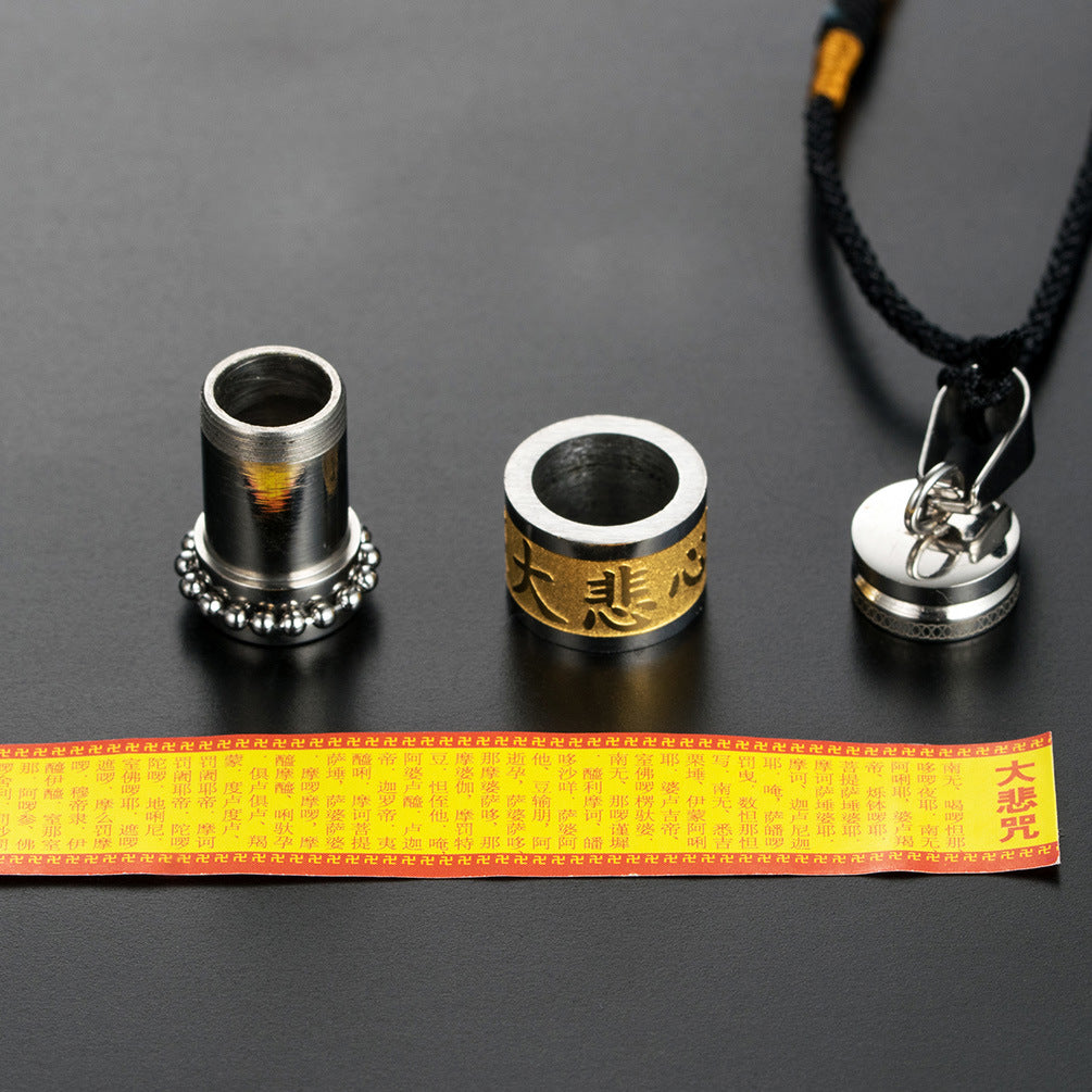 Guochao Chinese Style Great Compassion Mantra Pendant Necklace