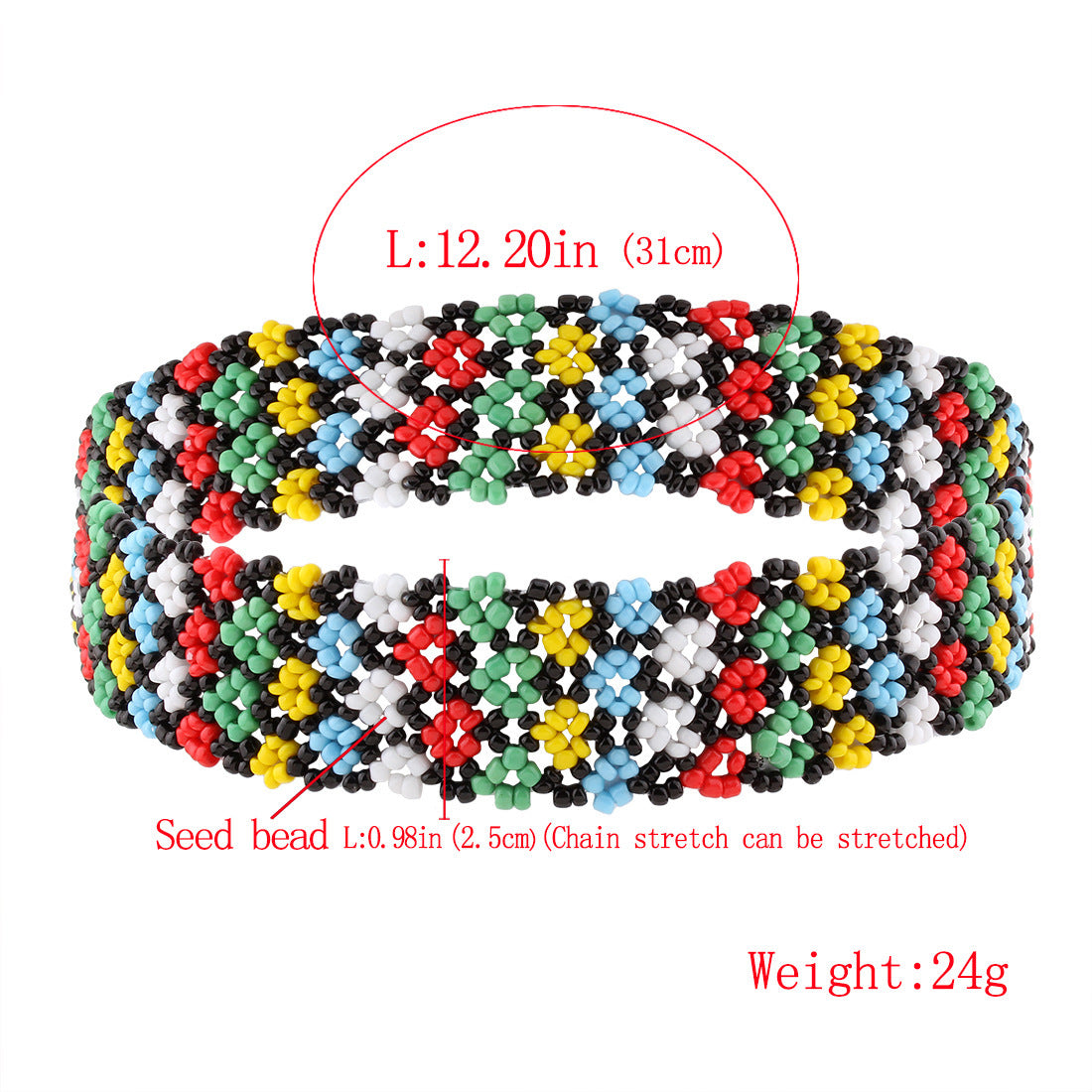 Colorful Geometric Necklace and Headband Set in Savanna Rhythms Collection