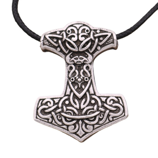 Viking Odin Totem Necklace - Retro Silver Pendant for Men from Planderful Norse Legacy Collection