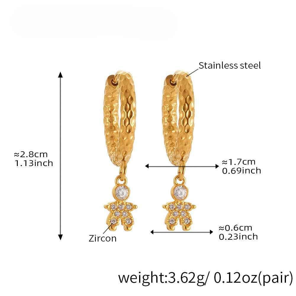 Planderful Little Prince Zircon Earrings Stainless Steel Women