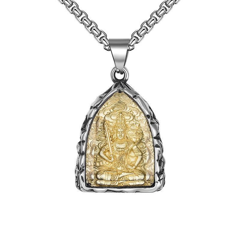 Stainless Steel Necklace - Statement Patron Saints Pendant