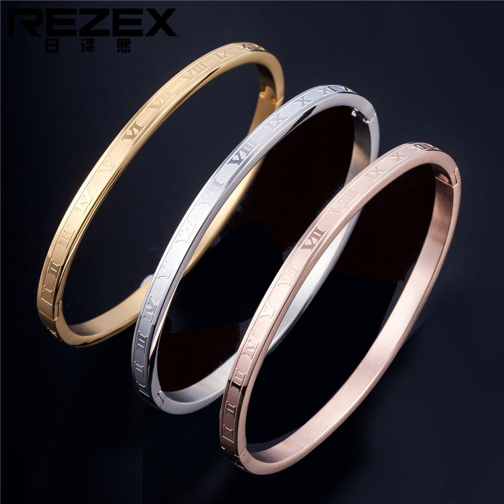 Planderful Titanium Steel Bracelet Unisex Durable Minimalist Roman Design For Couples
