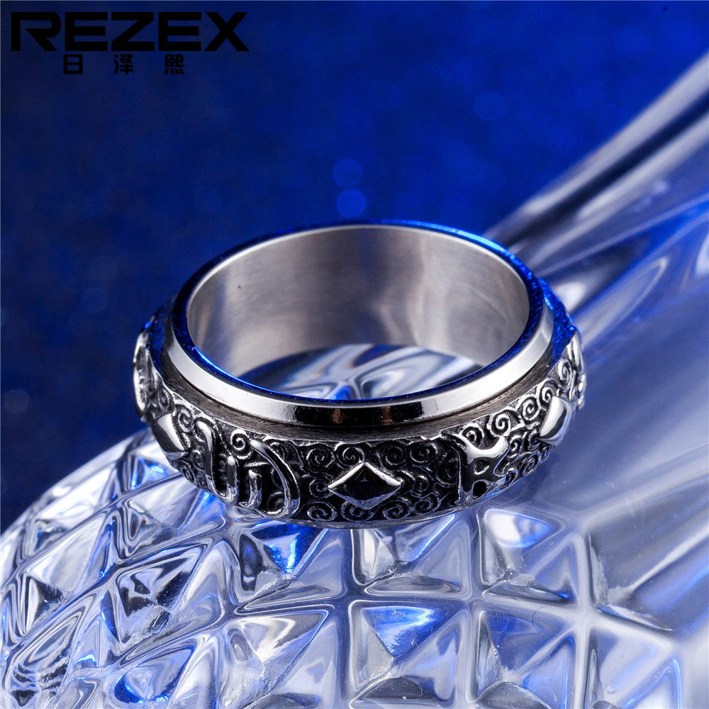 Mantra Six Character True Word Titanium Steel Ring