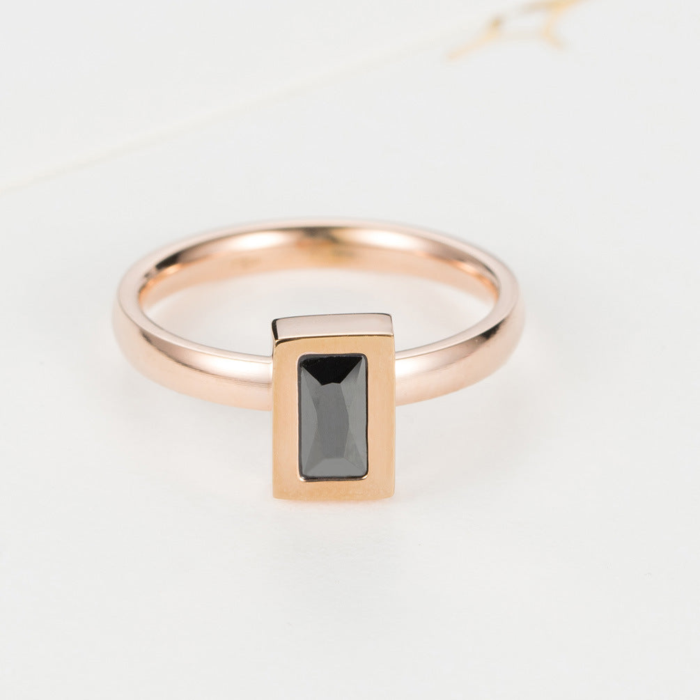 Rose Gold Zircon Women's Ring – Women's