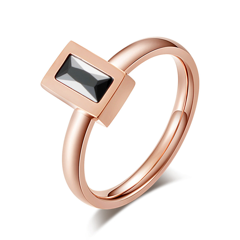 Rose Gold Zircon Women's Ring – Women's