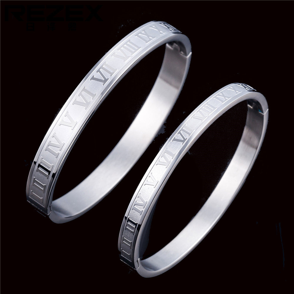 Planderful Titanium Steel Bracelet Unisex Durable Minimalist Roman Design For Couples