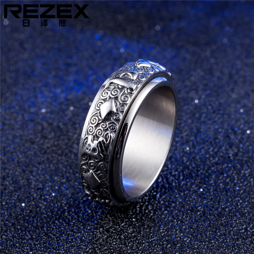 Mantra Six Character True Word Titanium Steel Ring