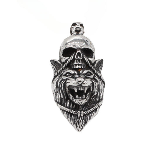 Halloween Lion Skull Titanium Steel Pendant for Men