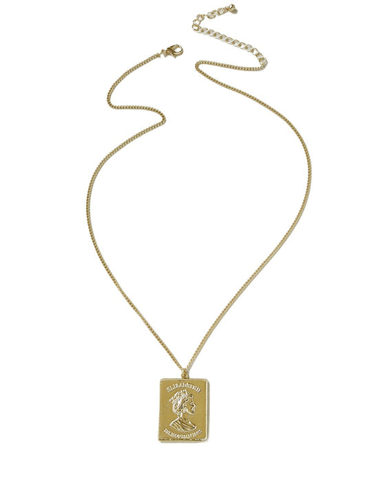 Exaggerated Retro Fashion Queen Gold Coin Necklace - Vienna Verve Collection