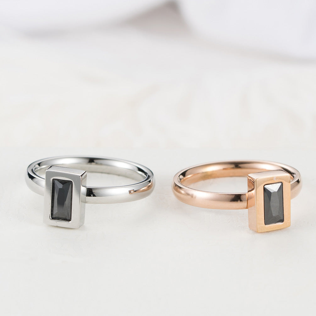 Rose Gold Zircon Women's Ring – Women's