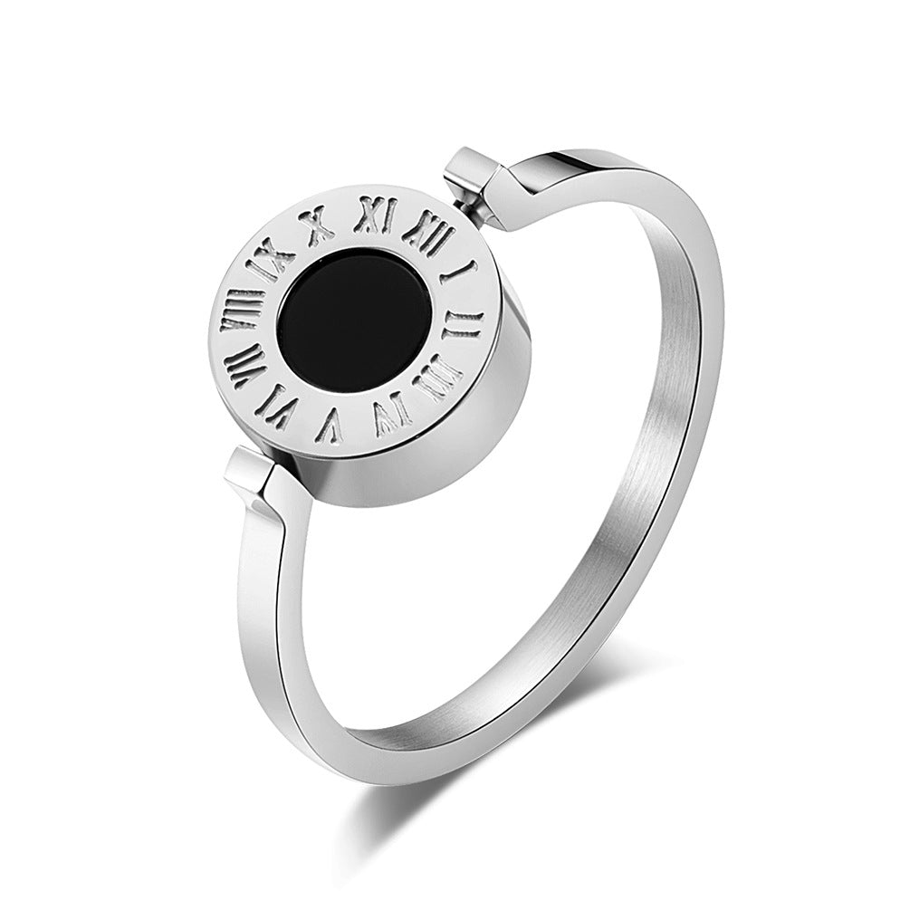 Shell Double-Sided Rotating Women's Ring – Rose Gold Roman Numerals Women's – Elegant