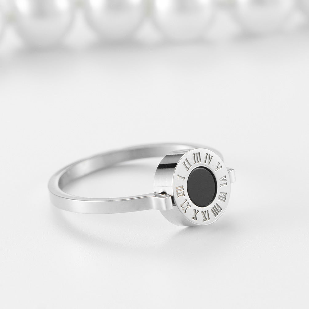 Shell Double-Sided Rotating Women's Ring – Rose Gold Roman Numerals Women's – Elegant