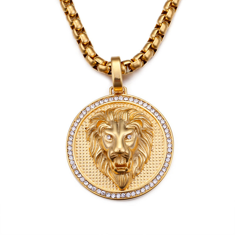 Regal Lion Head Pendant - Stylish Customized Men's Necklace