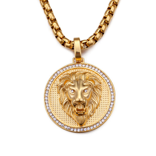 Regal Lion Head Pendant - Stylish Customized Men's Necklace