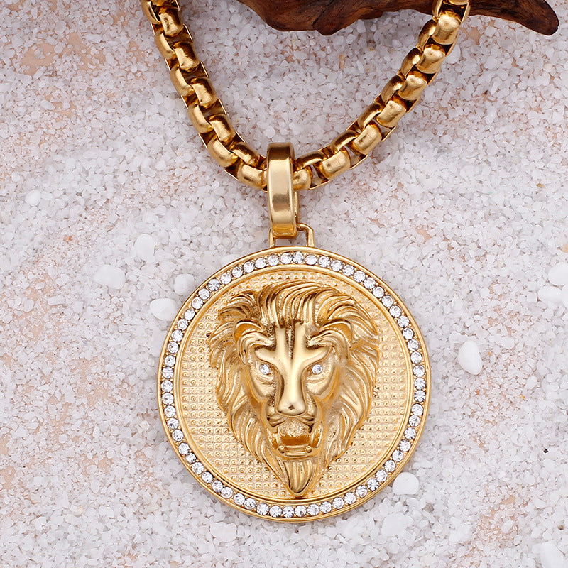 Regal Lion Head Pendant - Stylish Customized Men's Necklace