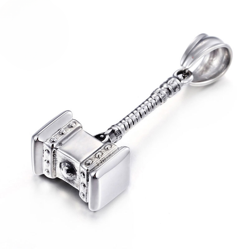 Thor's Hammer Pendant and Keychain Jewelry for Men - Stainless Steel Avengers Collection