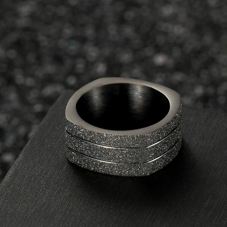 E-commerce Supply Pearl Sand Black Men's Titanium Steel Ring