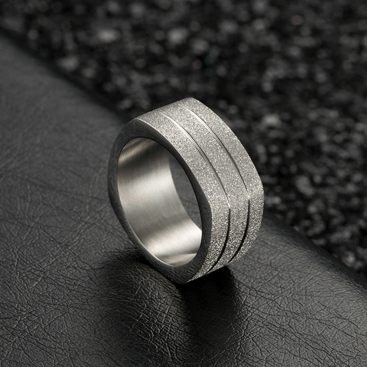 E-commerce Supply Pearl Sand Black Men's Titanium Steel Ring