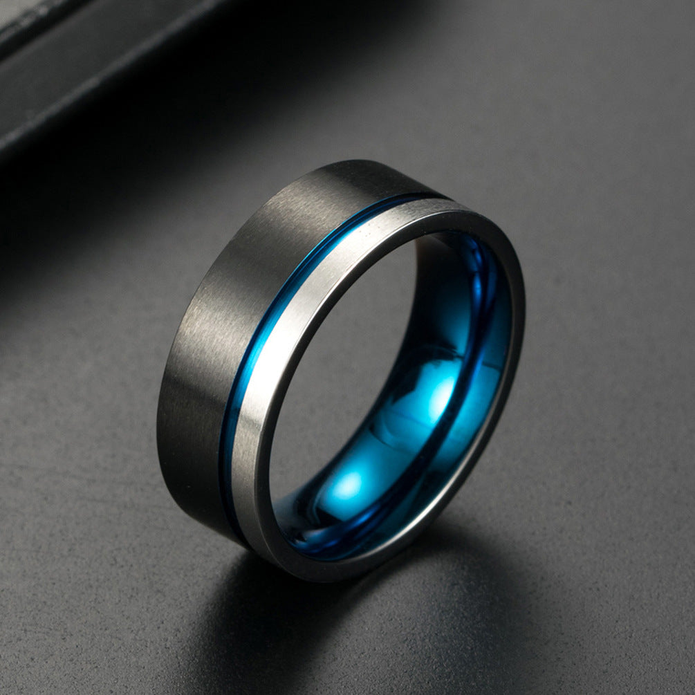 Planderful Everyday Genie Steel Ring For Men Hip Hop Inspired Blue Black Daily Wear Jewelry
