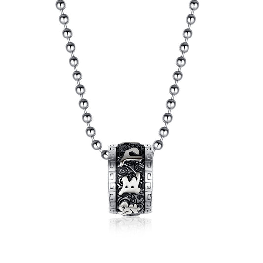 Buddhist Six Character Motto Necklace With Lotus Pattern For Meditation Enthusiasts Titanium Steel Pendant Planderful