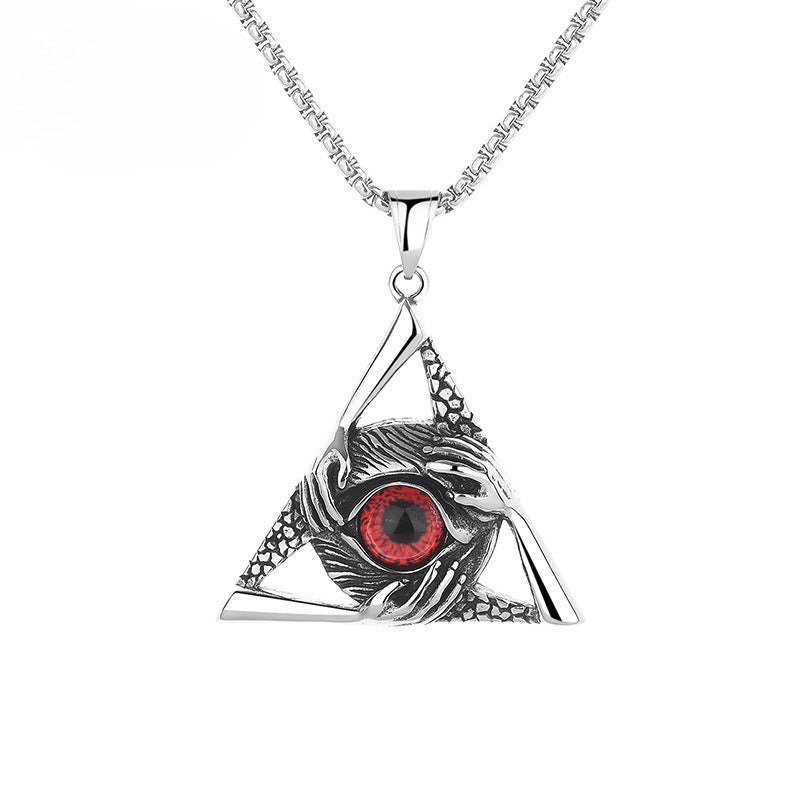 Stainless Steel Necklace - Vintage Punk Devil Eye Pendant for Everyday Wear and Gift Idea