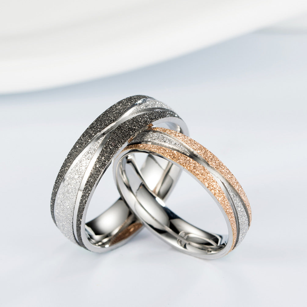 Matte Stainless Steel Couple Ring