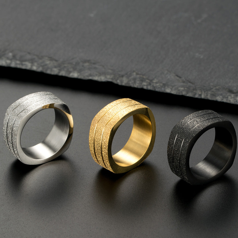 E-commerce Supply Pearl Sand Black Men's Titanium Steel Ring