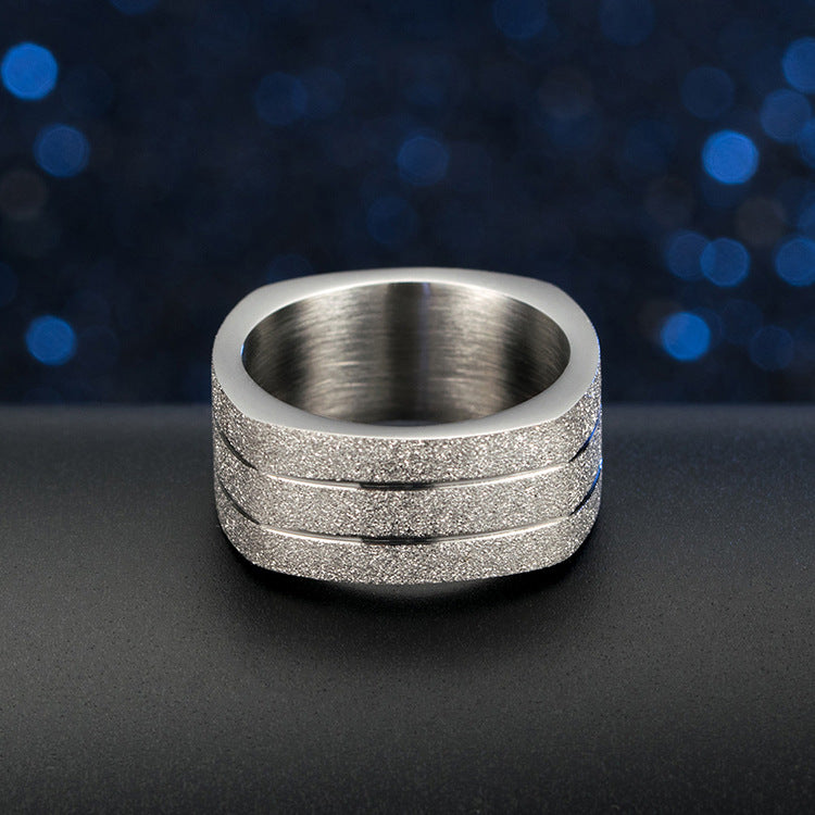 E-commerce Supply Pearl Sand Black Men's Titanium Steel Ring